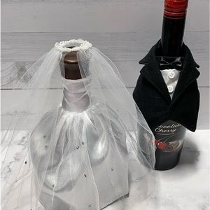Bride & Groom Wine Bottle Covers